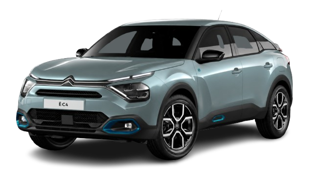 Citroën ë-C4 met batterij- en bereikstatus op het DV Living dashboard